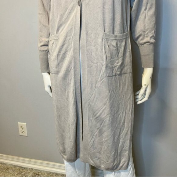 UNIQLO Lightweight Solid Tan Long Shrug Cardigan With Pockets Size Small - Picture 4 of 9